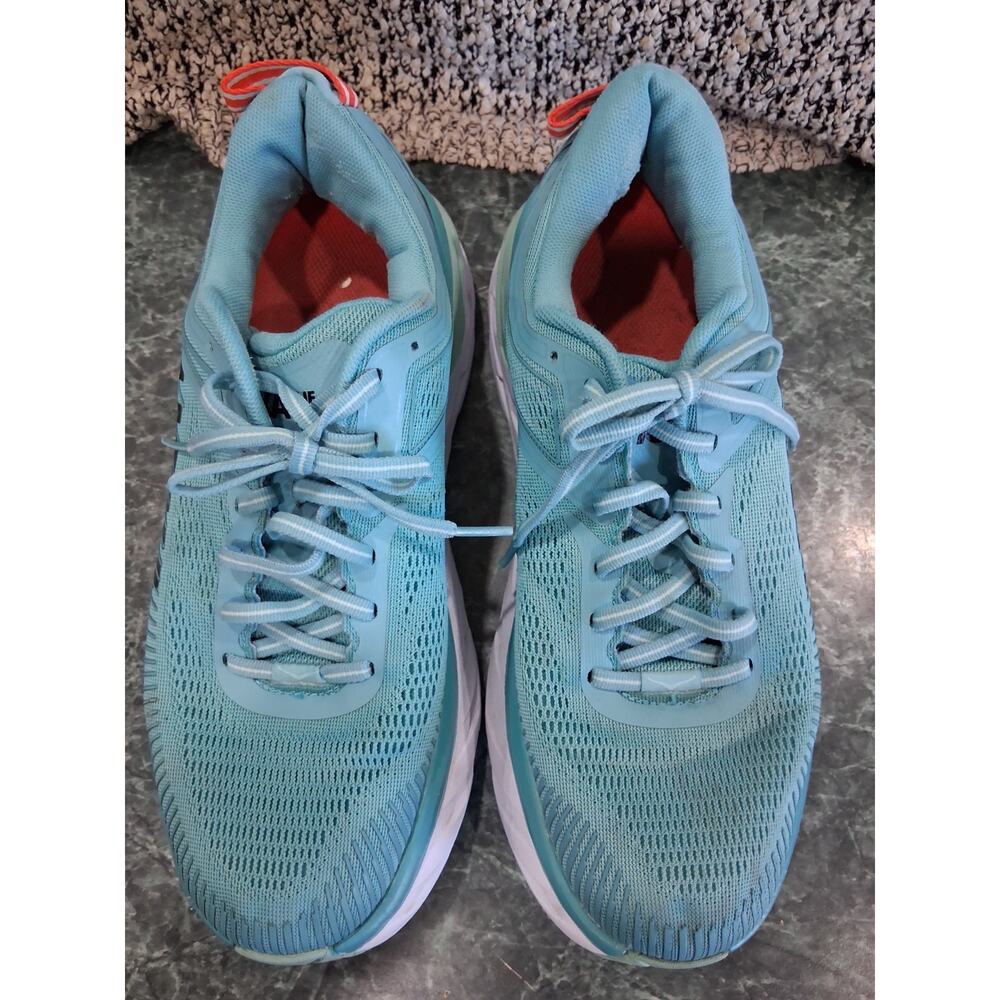 Hoka One One Women's Bondi 7 Running Sneakers Size 10 Teal Black Walking Shoes - Picture 3 of 16